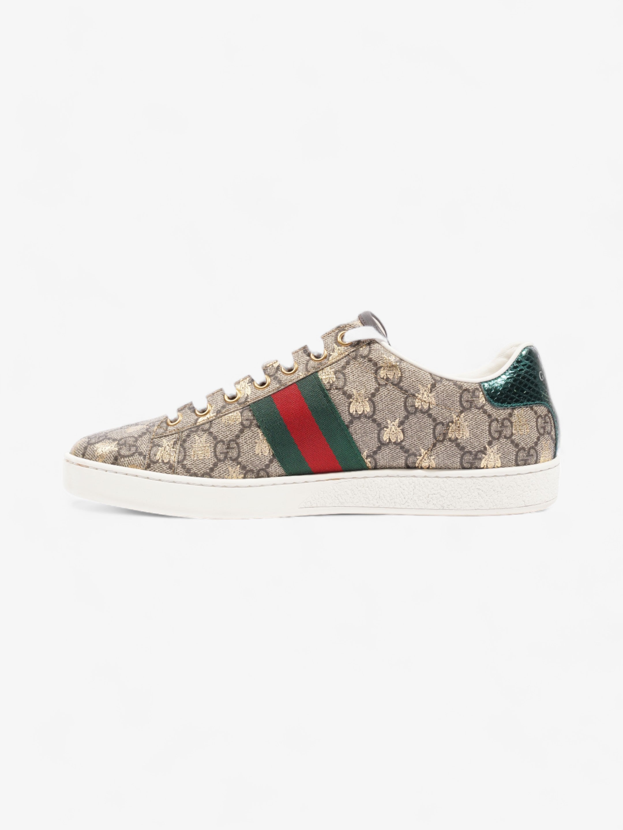 Gucci Ace GG Bee Supreme Sneakers Beige Monogram / Green / Red Canvas EU 38.5 UK 5.5