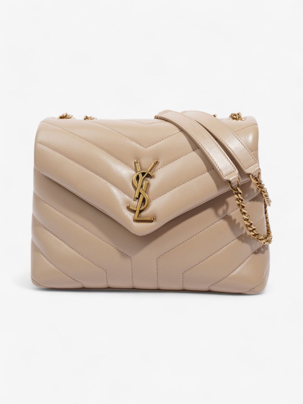 Saint Laurent Lou Lou Dark Beige Calfskin Leather Small
