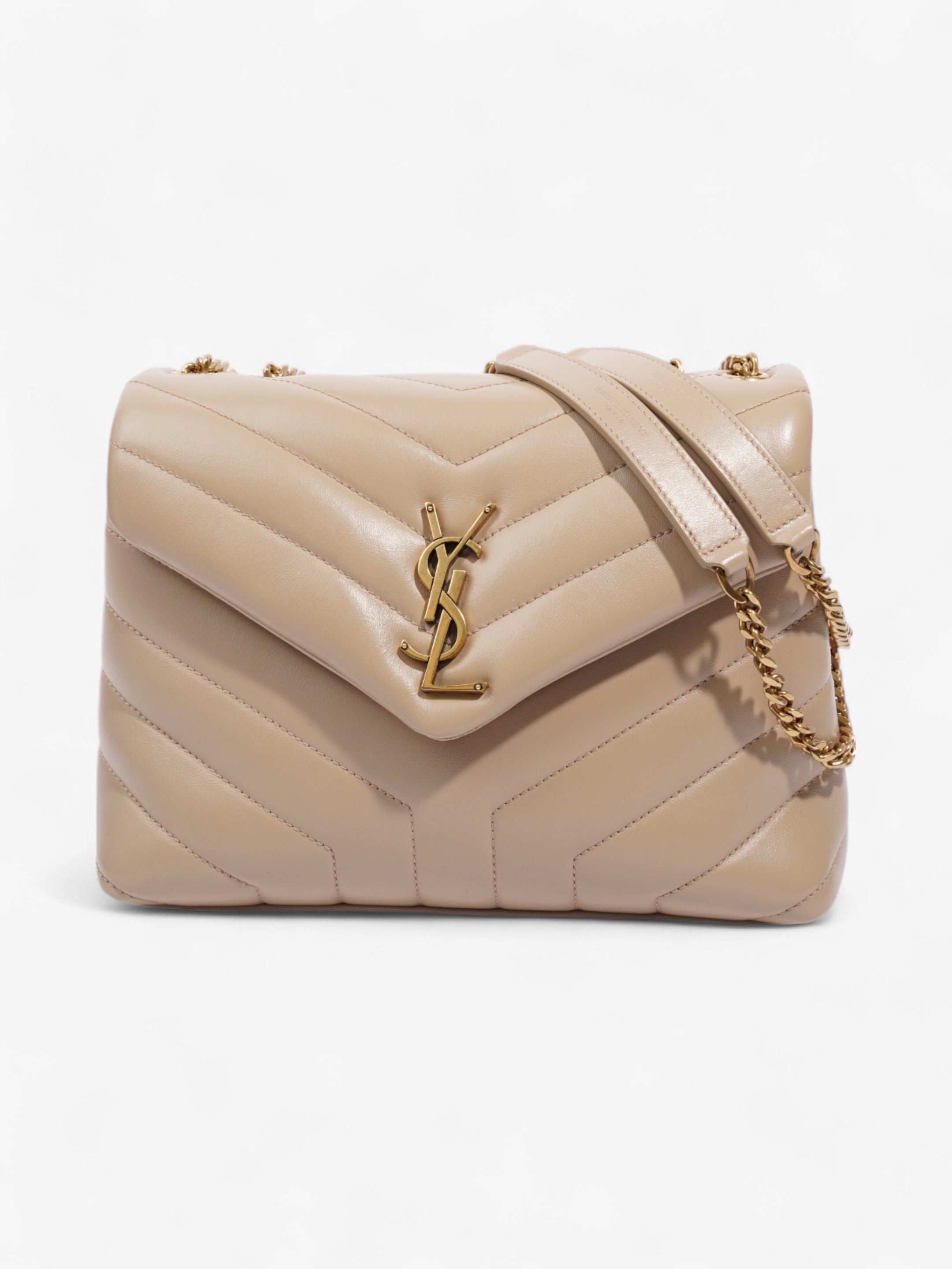 Saint Laurent Lou Lou Dark Beige Calfskin Leather Small