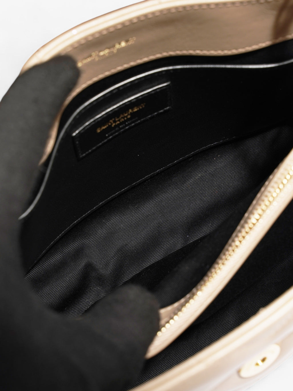 Saint Laurent Lou Lou Dark Beige Calfskin Leather Small