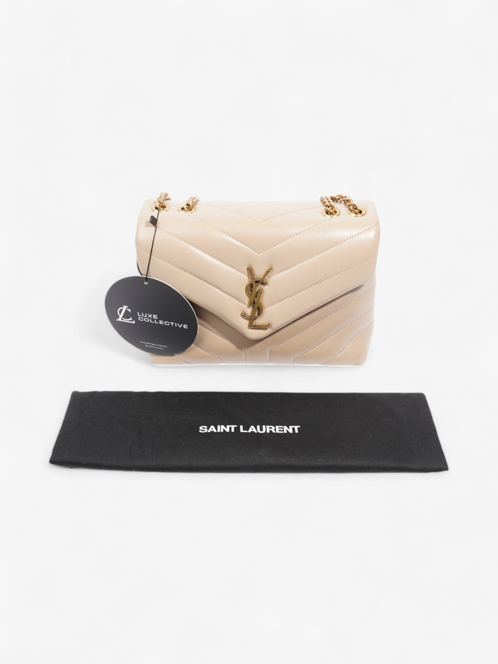 Saint Laurent Lou Lou Dark Beige Calfskin Leather Small