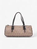 Fendi Zucchino Mini East West Beige / Brown Canvas Small