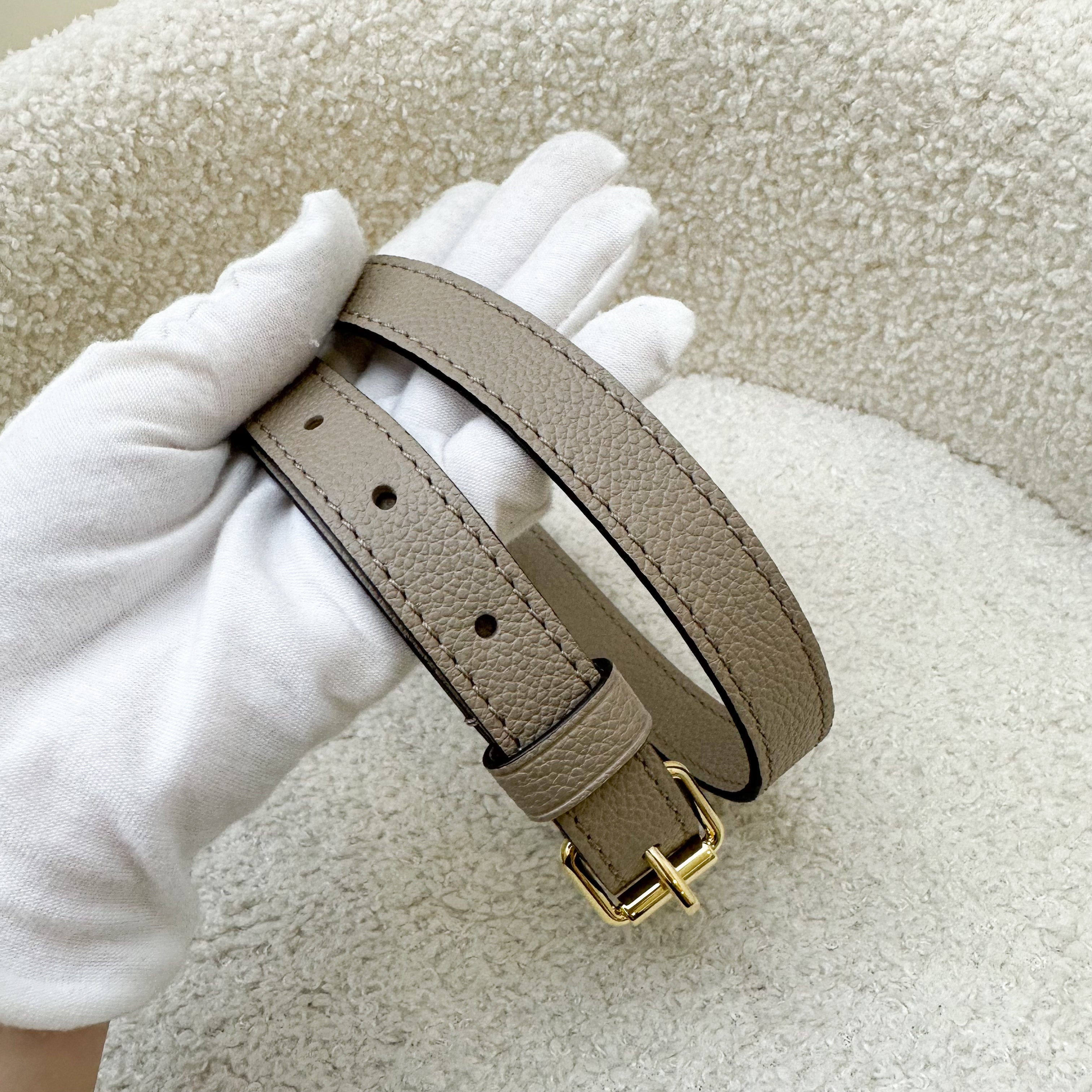 LV Onthego PM in Tourterelle (Grey) / Creme Giant Monogram Empreinte Leather and GHW
