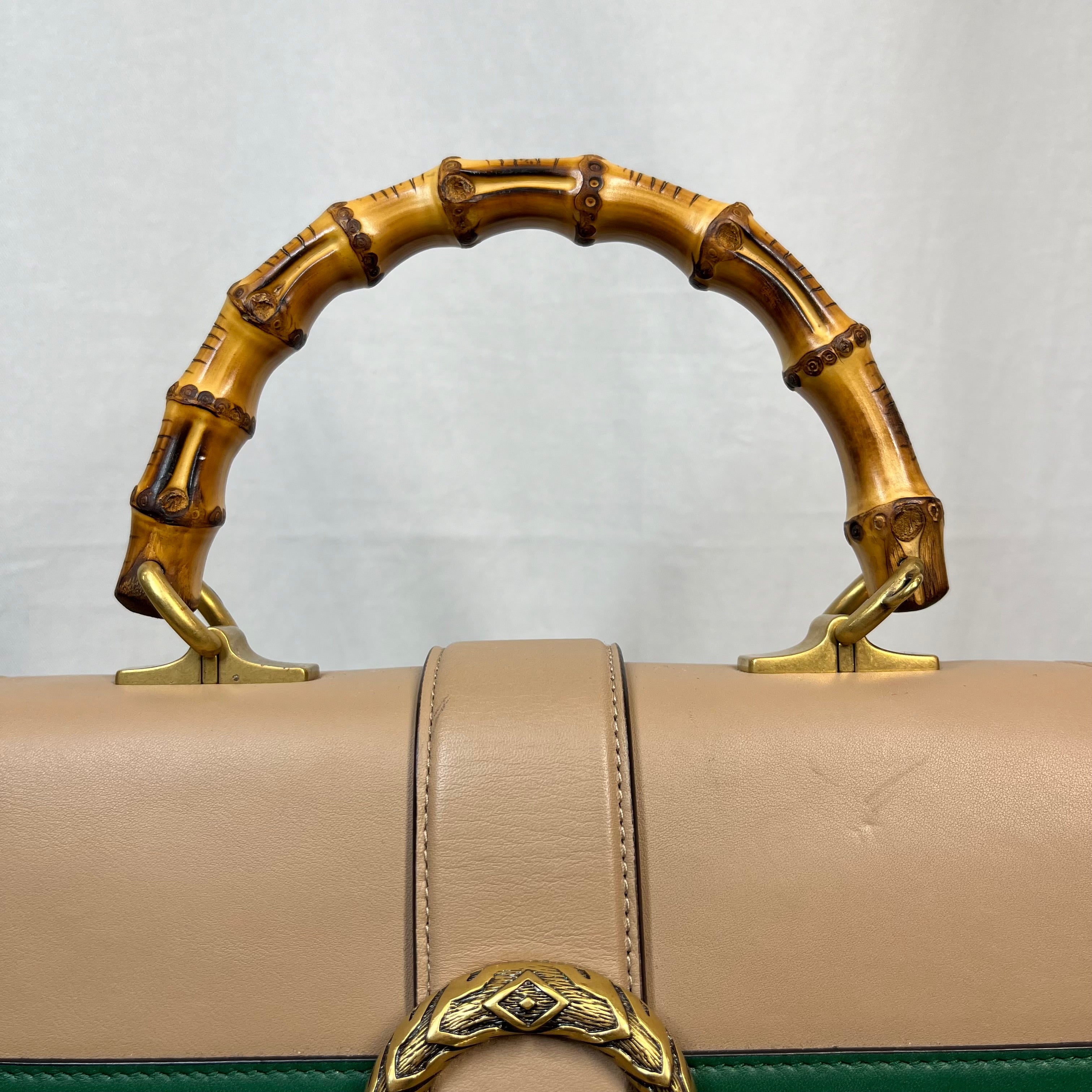 GUCCI Dionysus Bamboo Green Red & Beige Top Handle
