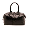 Brown YSL Easy Y Patent Leather Tote