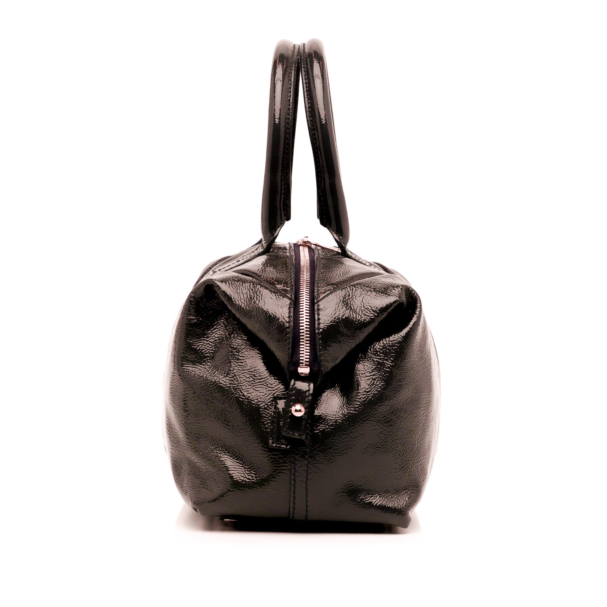 Brown YSL Easy Y Patent Leather Tote