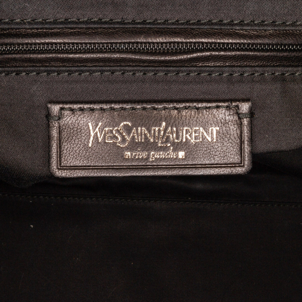Brown YSL Easy Y Patent Leather Tote