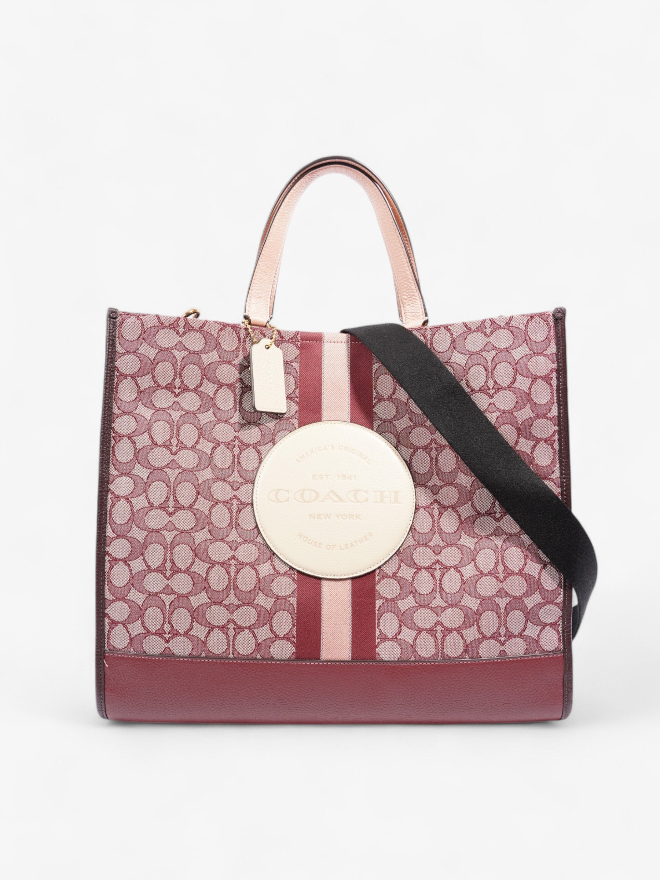 Coach Dempsey Tote Burgundy / Pink / Cream Canvas 40