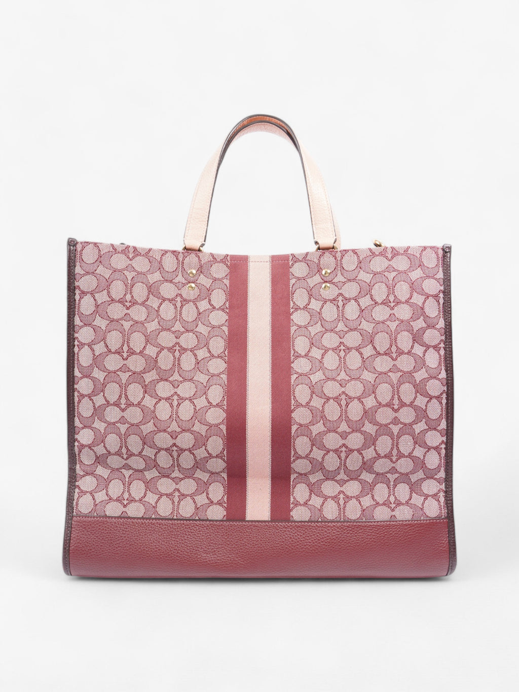Coach Dempsey Tote Burgundy / Pink / Cream Canvas 40
