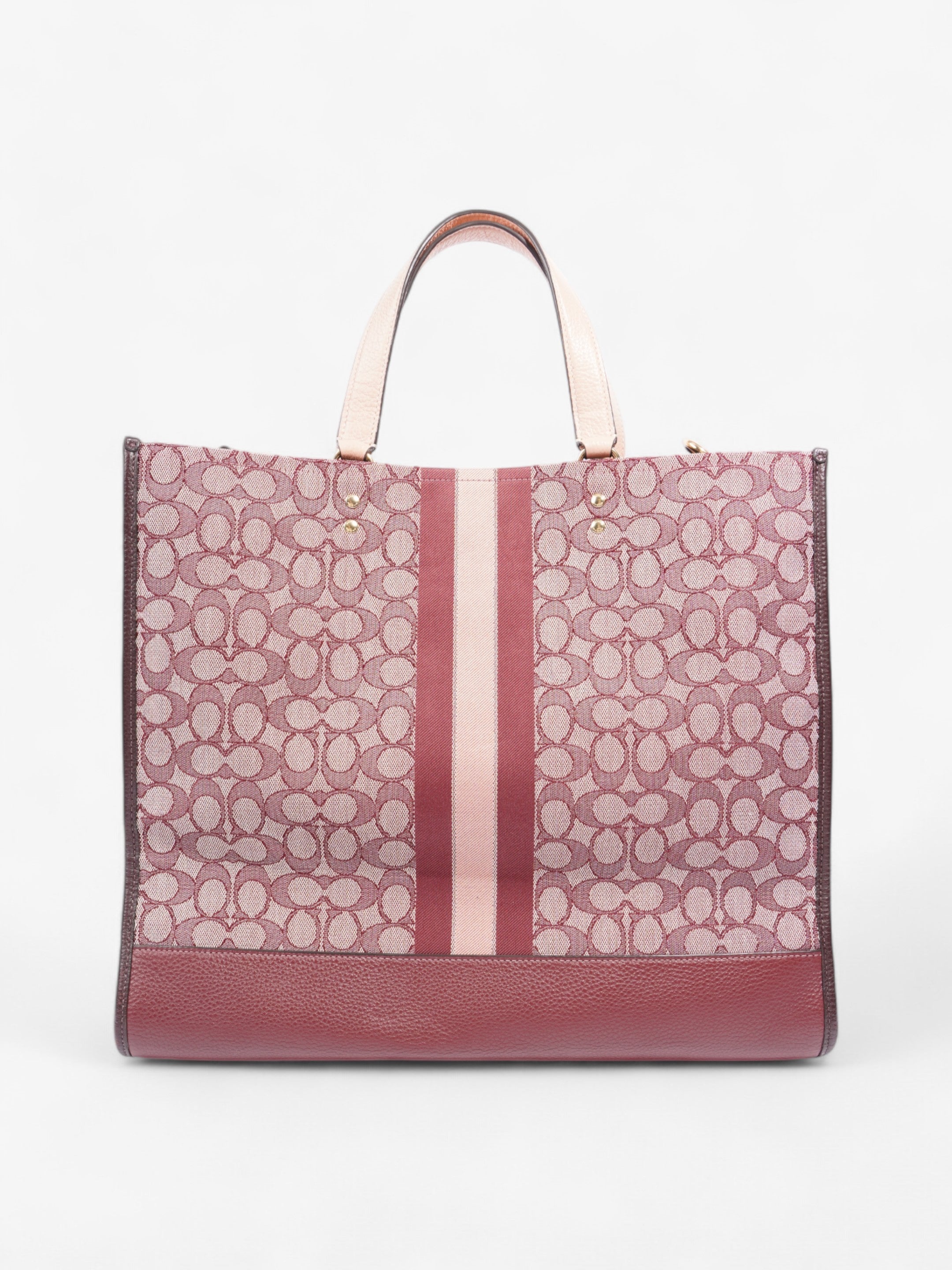 Coach Dempsey Tote Burgundy / Pink / Cream Canvas 40