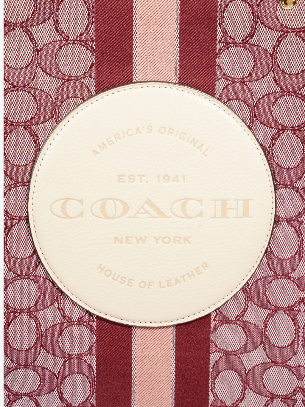 Coach Dempsey Tote Burgundy / Pink / Cream Canvas 40