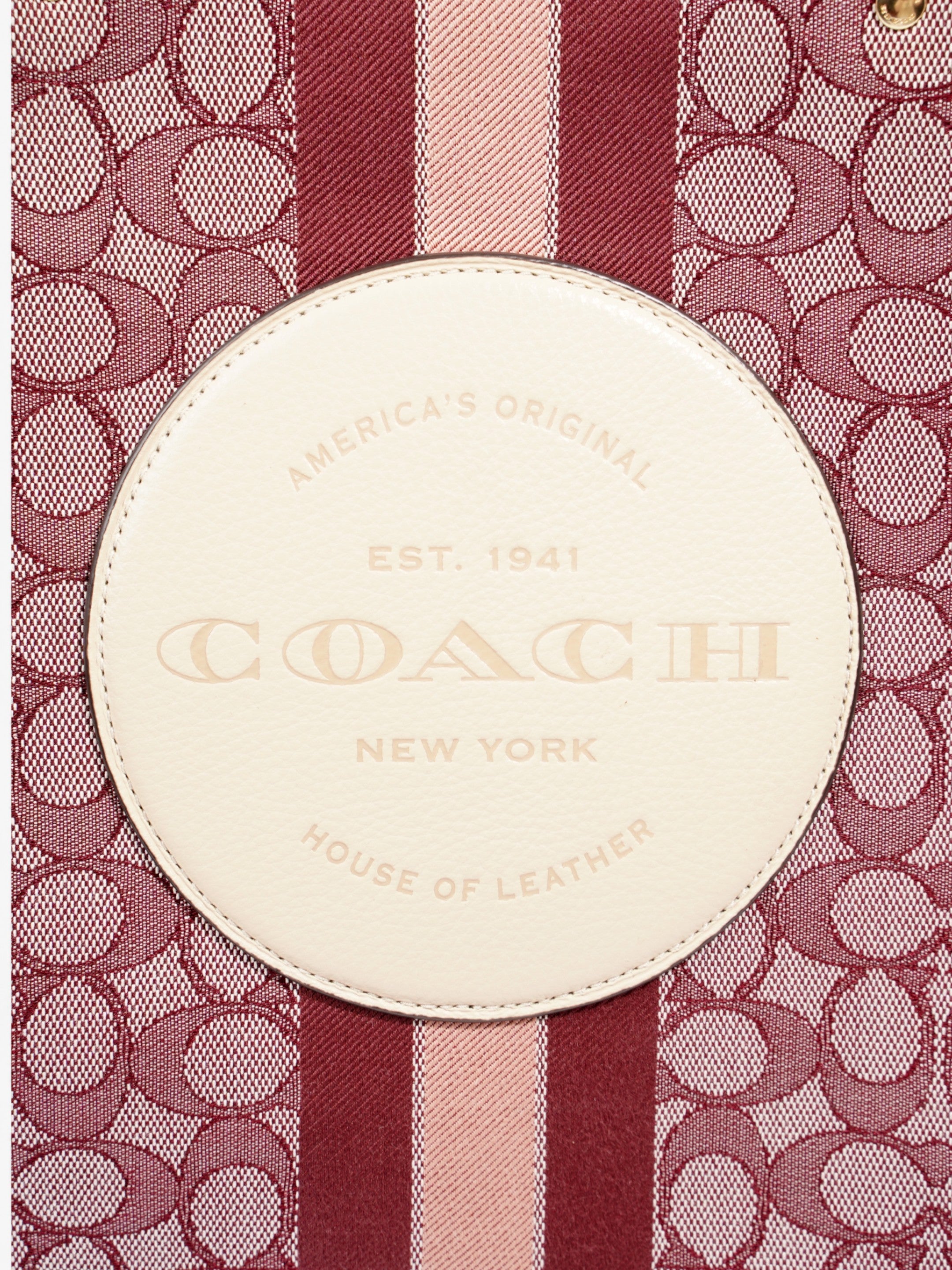 Coach Dempsey Tote Burgundy / Pink / Cream Canvas 40