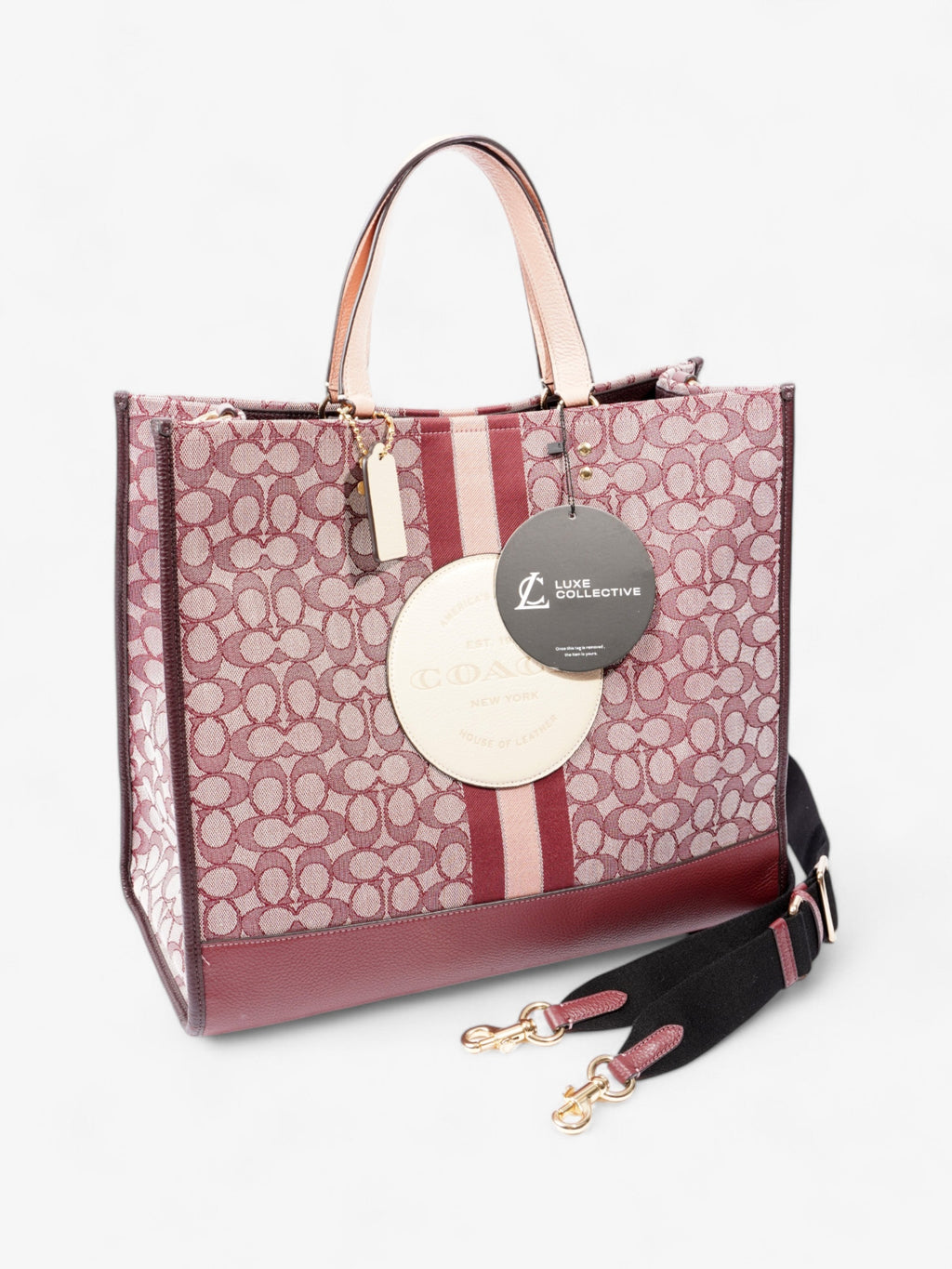 Coach Dempsey Tote Burgundy / Pink / Cream Canvas 40