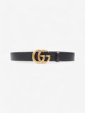 Gucci GG Marmont Wide Belt Black / Gold Leather 105cm / 42"
