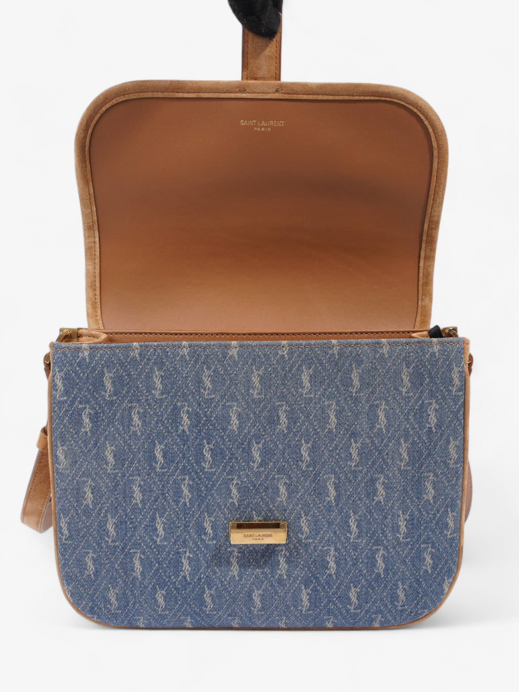 Saint Laurent Monogram Camera Denim / Brown Suede Denim