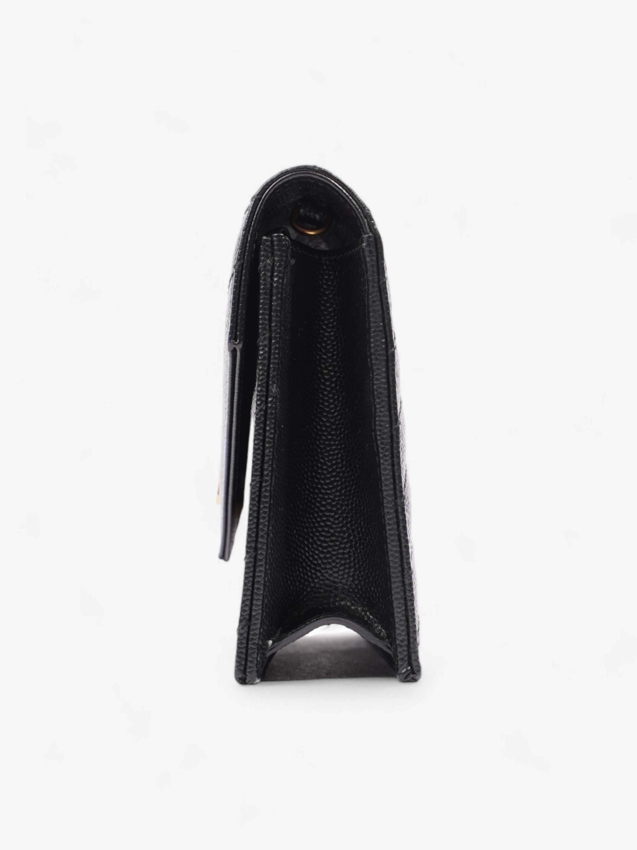 Saint Laurent Cassandre Chain Wallet Black Calfskin Leather