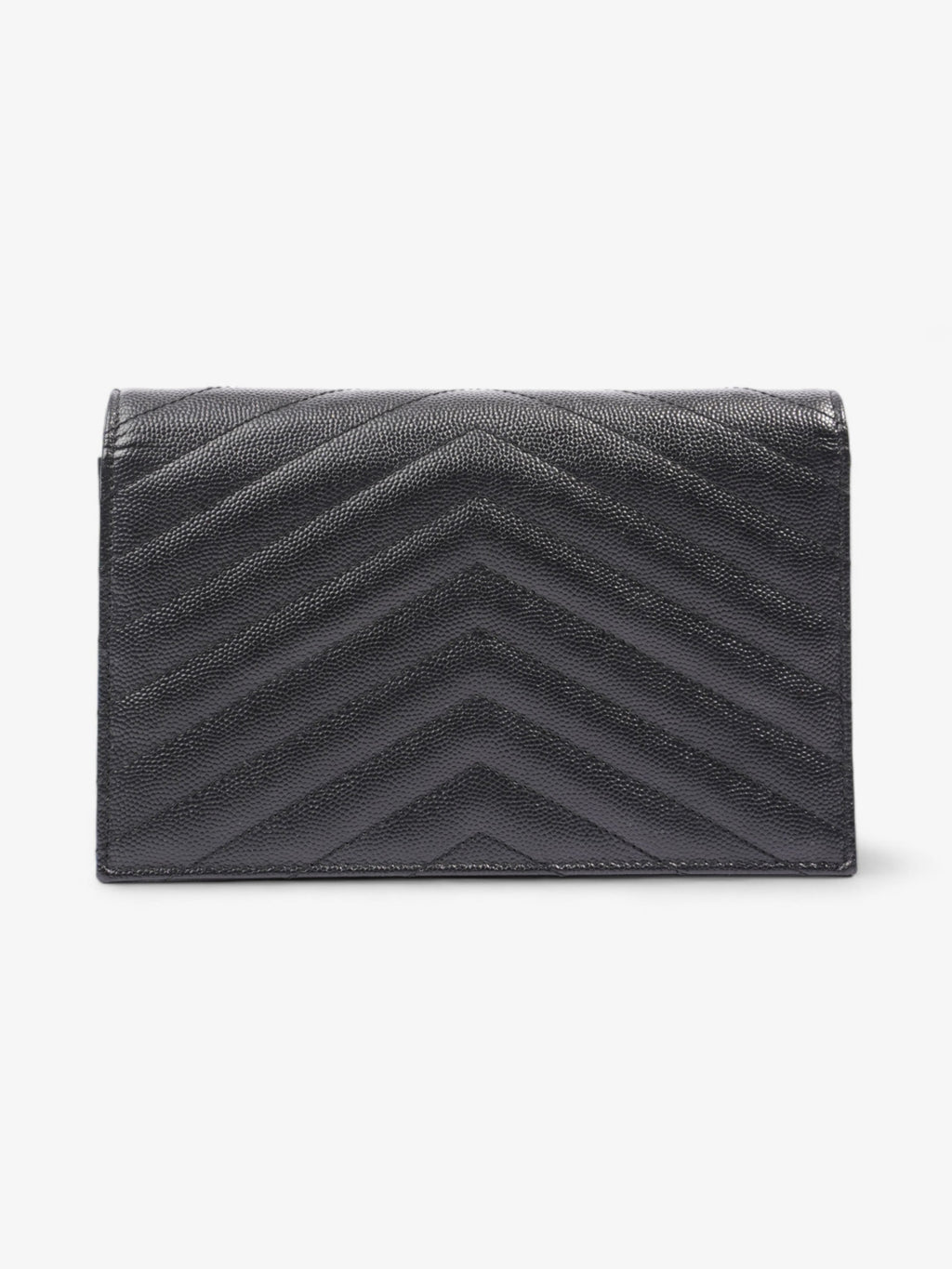 Saint Laurent Cassandre Chain Wallet Black Calfskin Leather