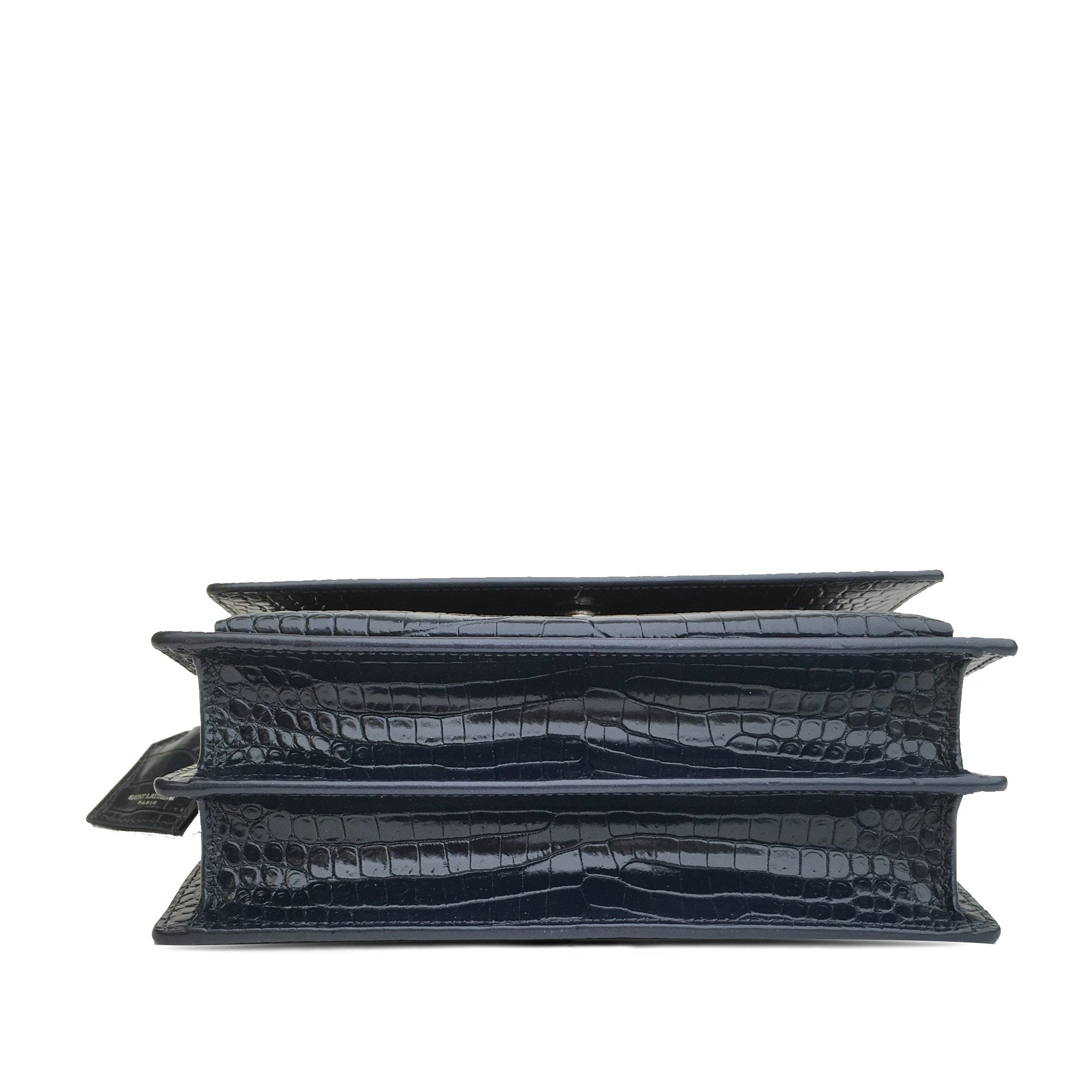 Yves Saint Laurent Sunset Medium Blue Croco Embossed Leather