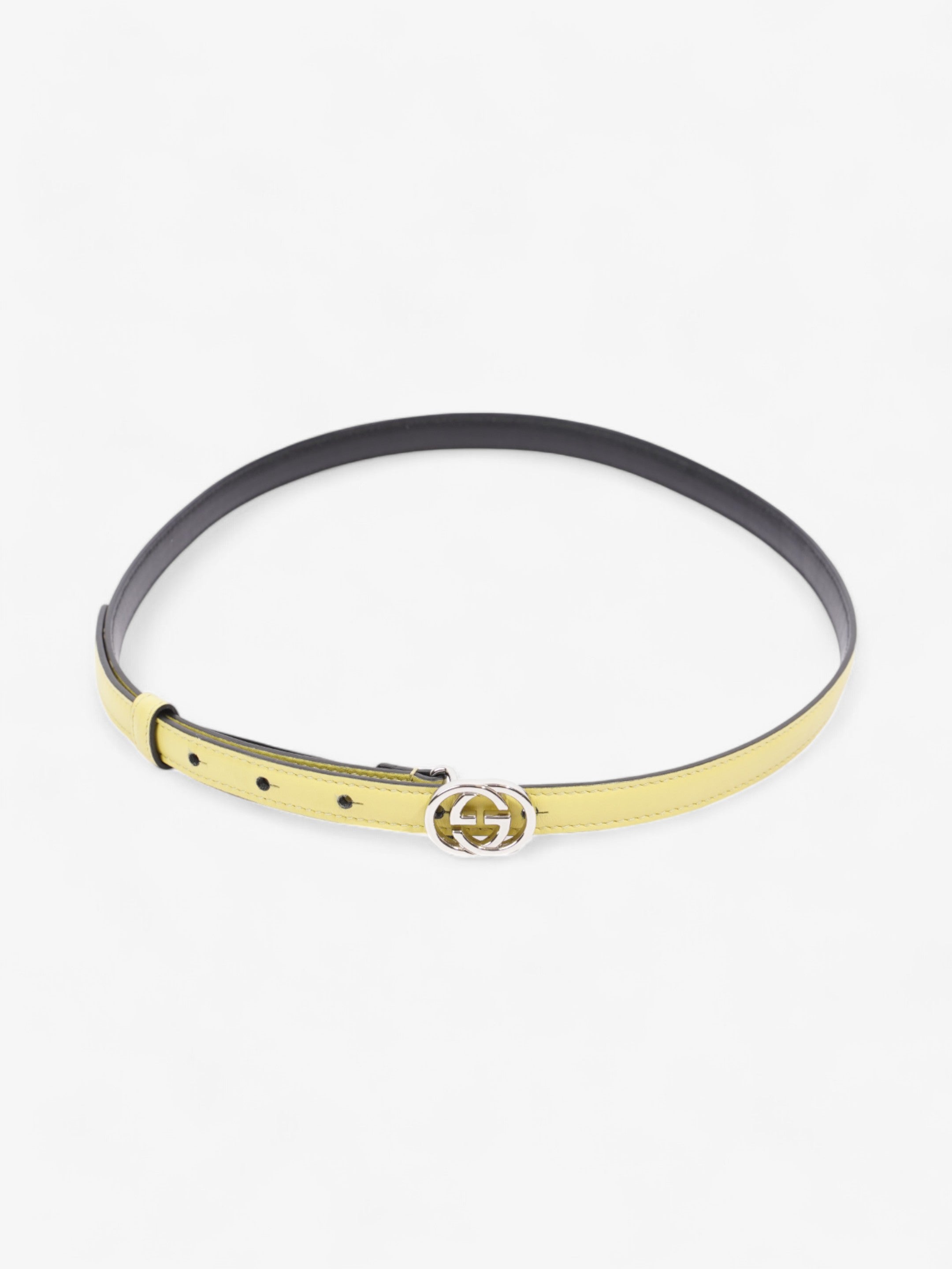 Gucci Interlocking G Belt Yellow / Silver Leather 80cm / 32"