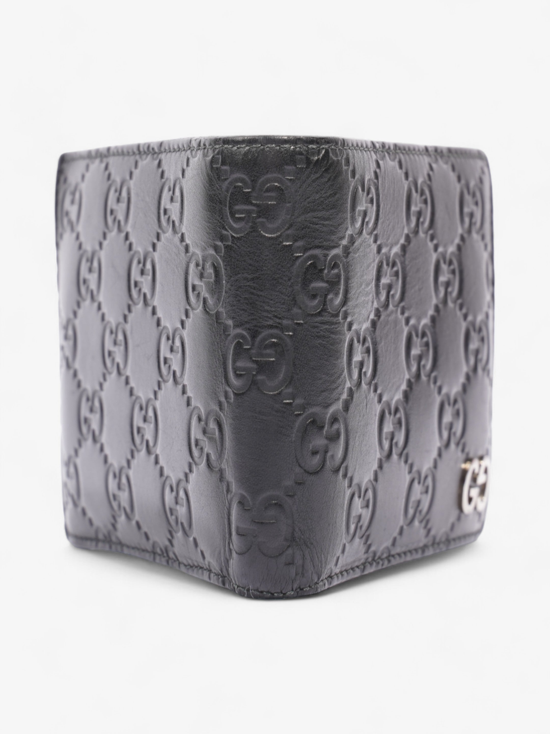 Gucci Guccissima Compact Wallet Black Leather