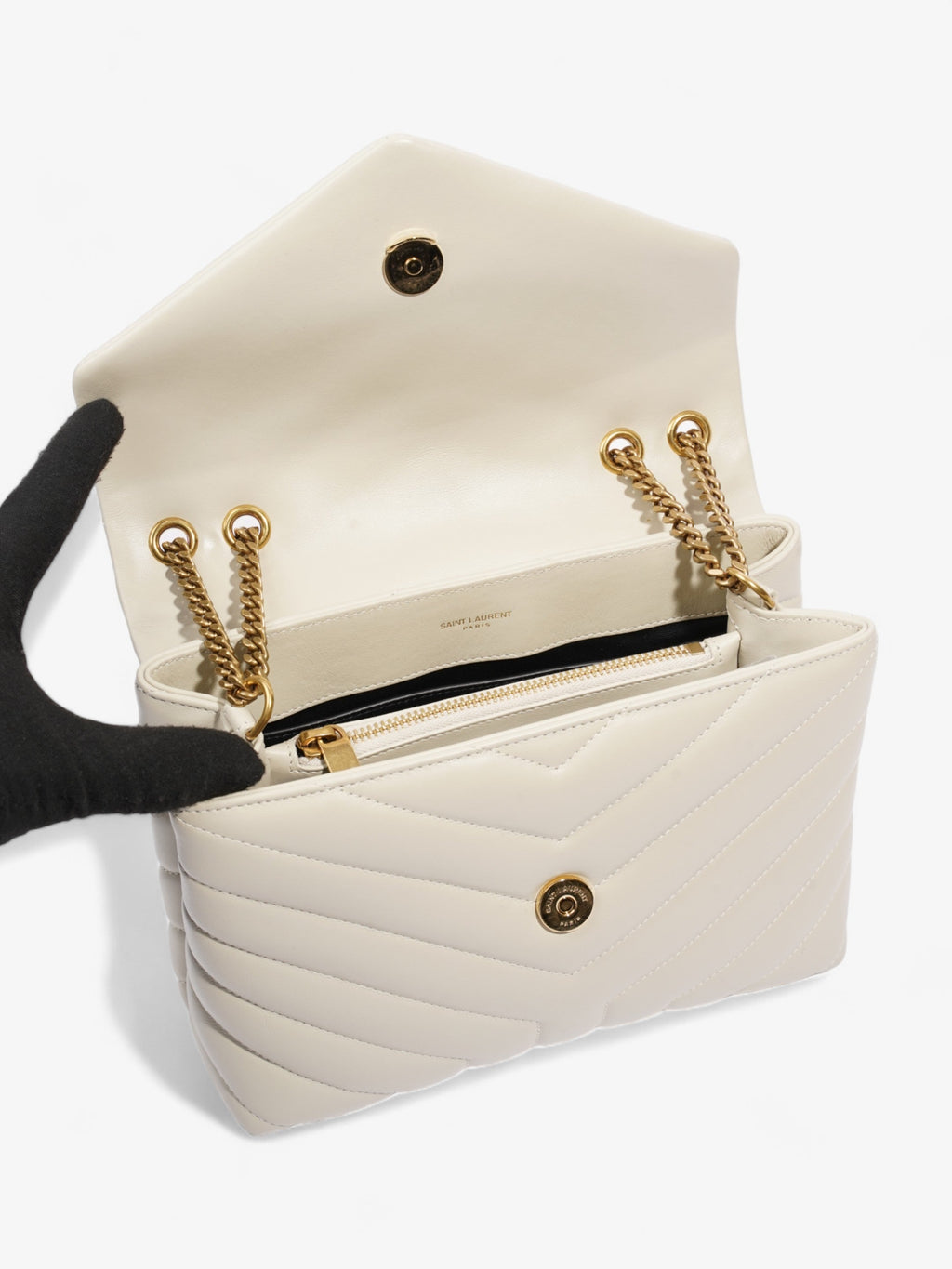 Saint Laurent LouLou Blanc Vintage Calfskin Leather Small