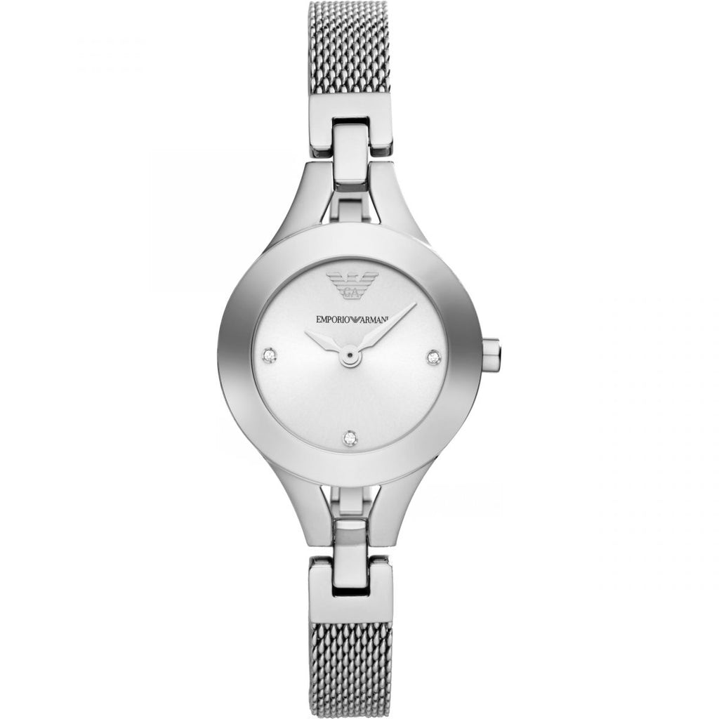 Ladies / Womens Silver Stainless Steel Bracelet Emporio Armani Designer Watch AR7361