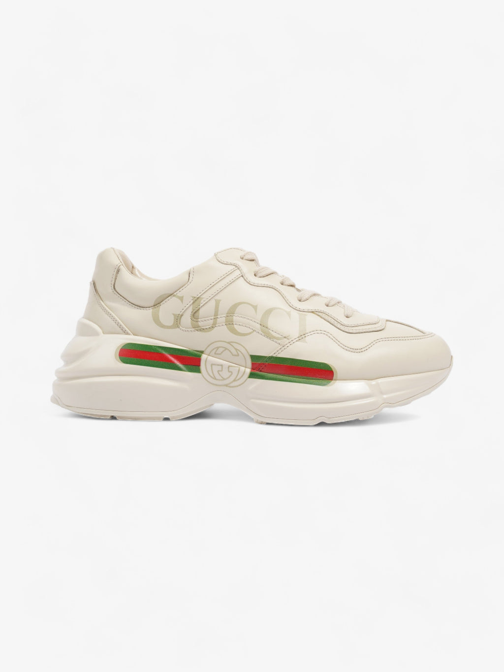 Gucci Rhyton Logo-Print Off White / Green / Red Leather EU 41 UK 7