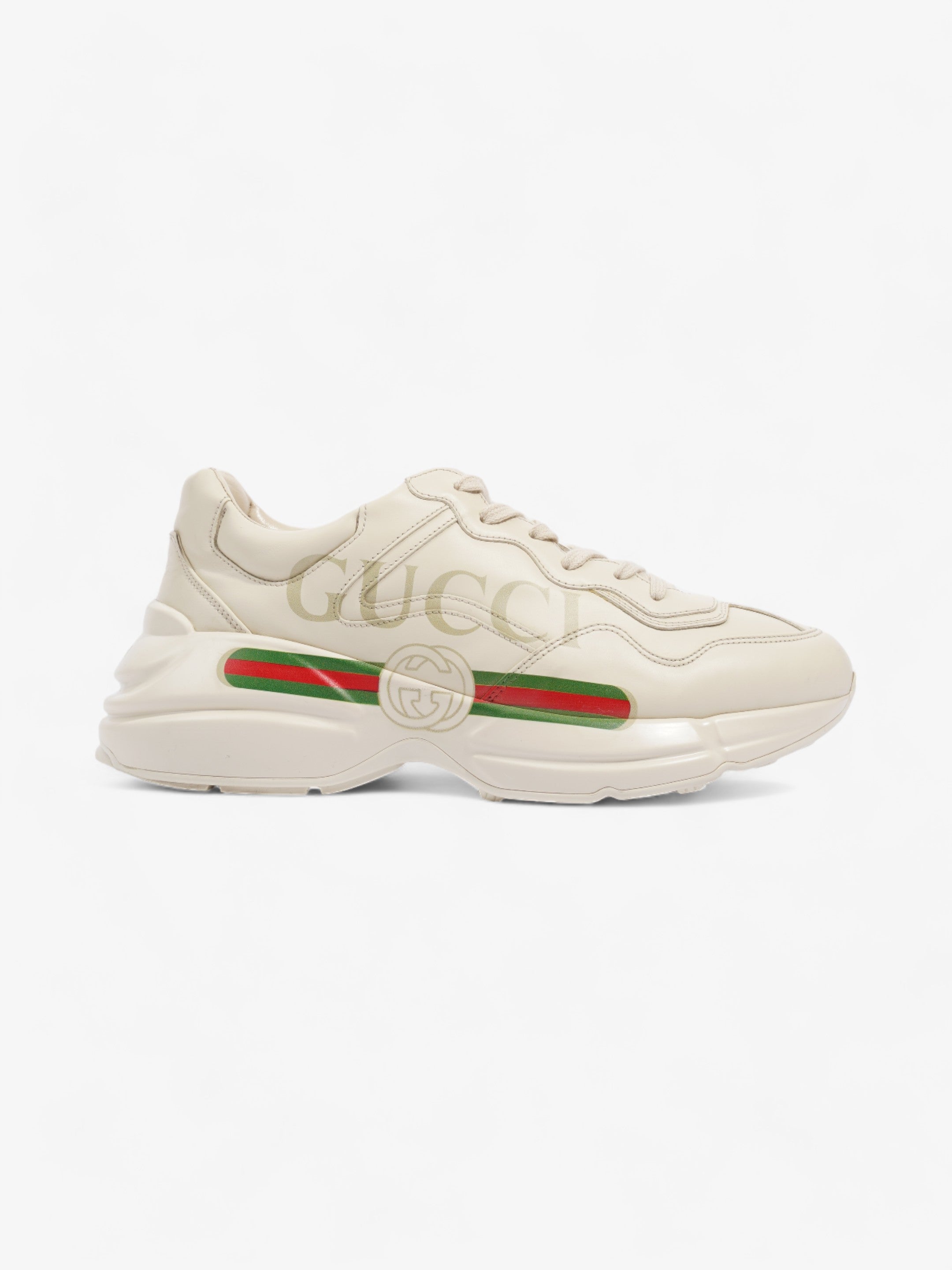 Gucci Rhyton Logo-Print Off White / Green / Red Leather EU 41 UK 7