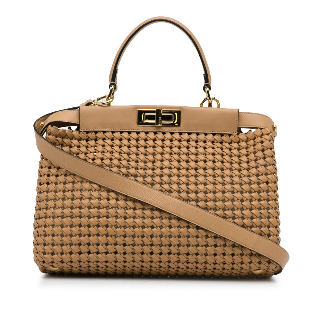 Fendi Peekabo Beige Woven Leather