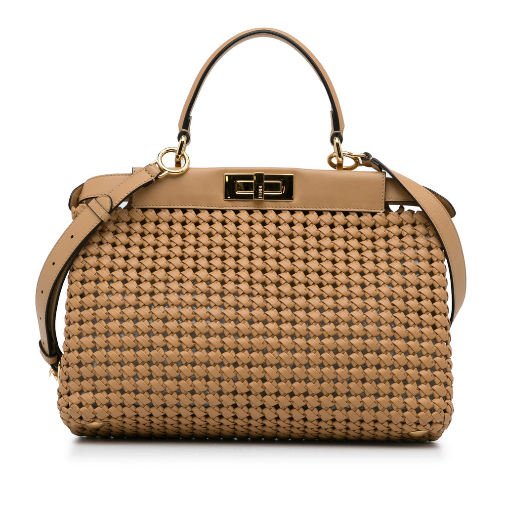 Fendi Peekabo Beige Woven Leather