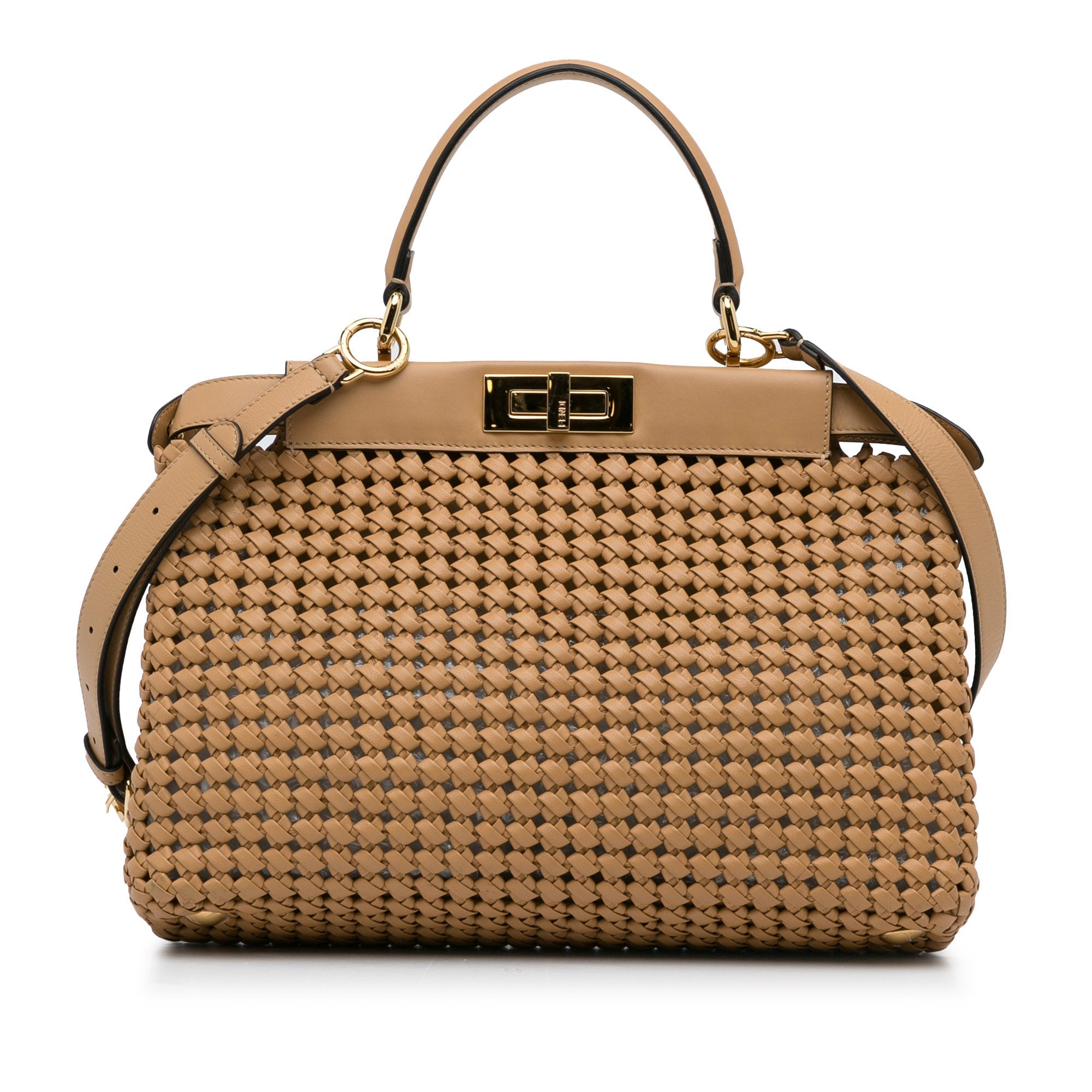 Fendi Peekabo Beige Woven Leather