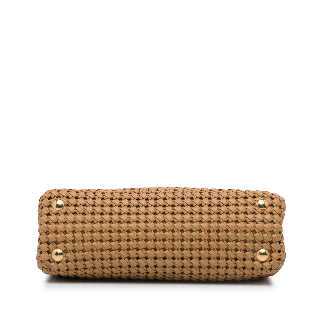 Fendi Peekabo Beige Woven Leather