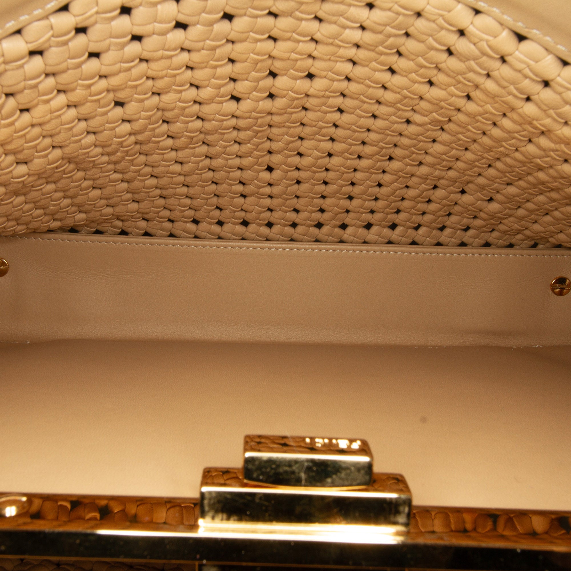 Fendi Peekabo Beige Woven Leather
