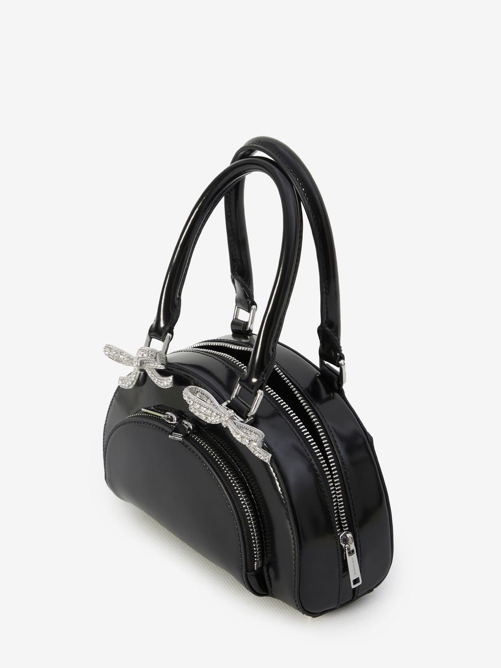 LEATHER CURVED MINI TOTE BAG