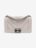 Chanel Boy Bag Grey Lambskin Leather Medium