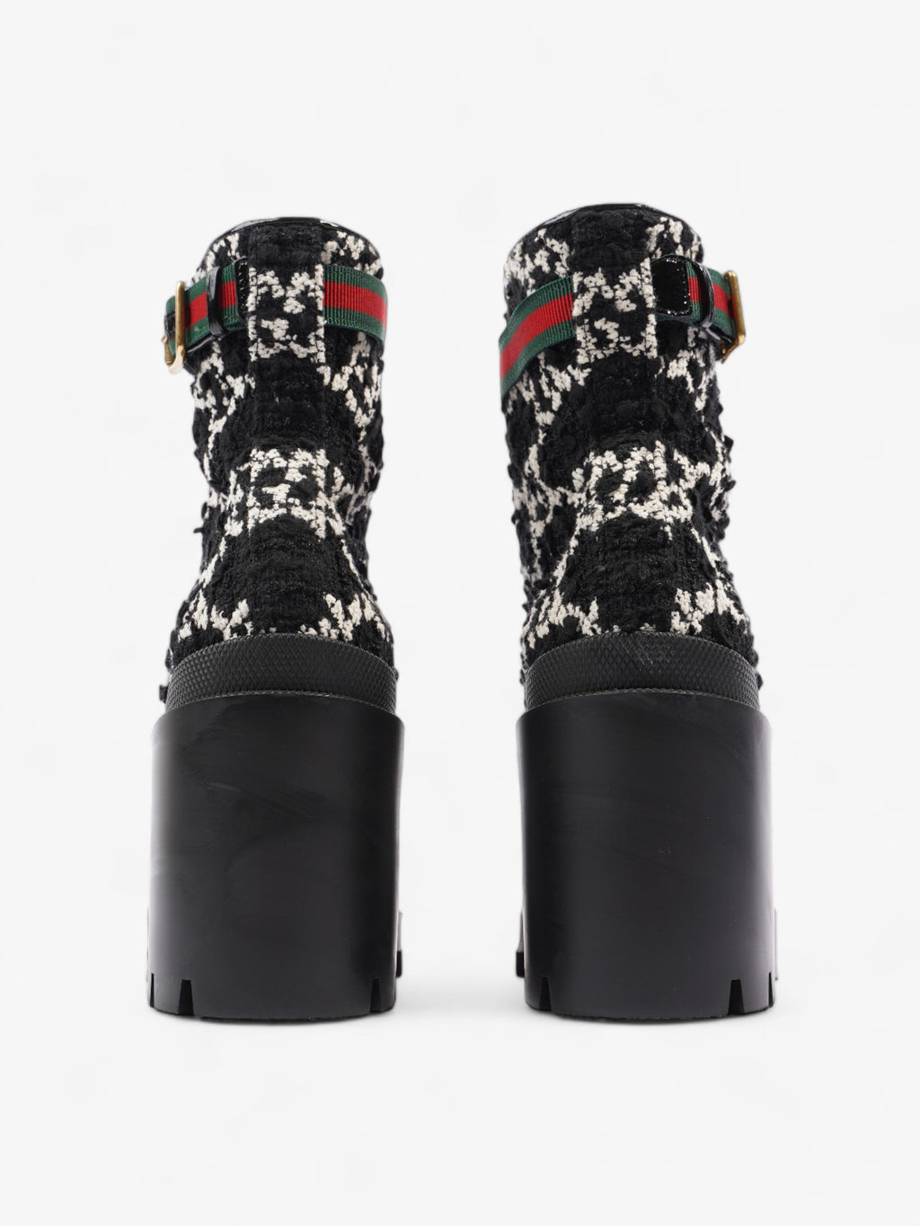 Gucci Lace Up Ankle Boots 90mm Black / White Tweed EU 41 UK 7
