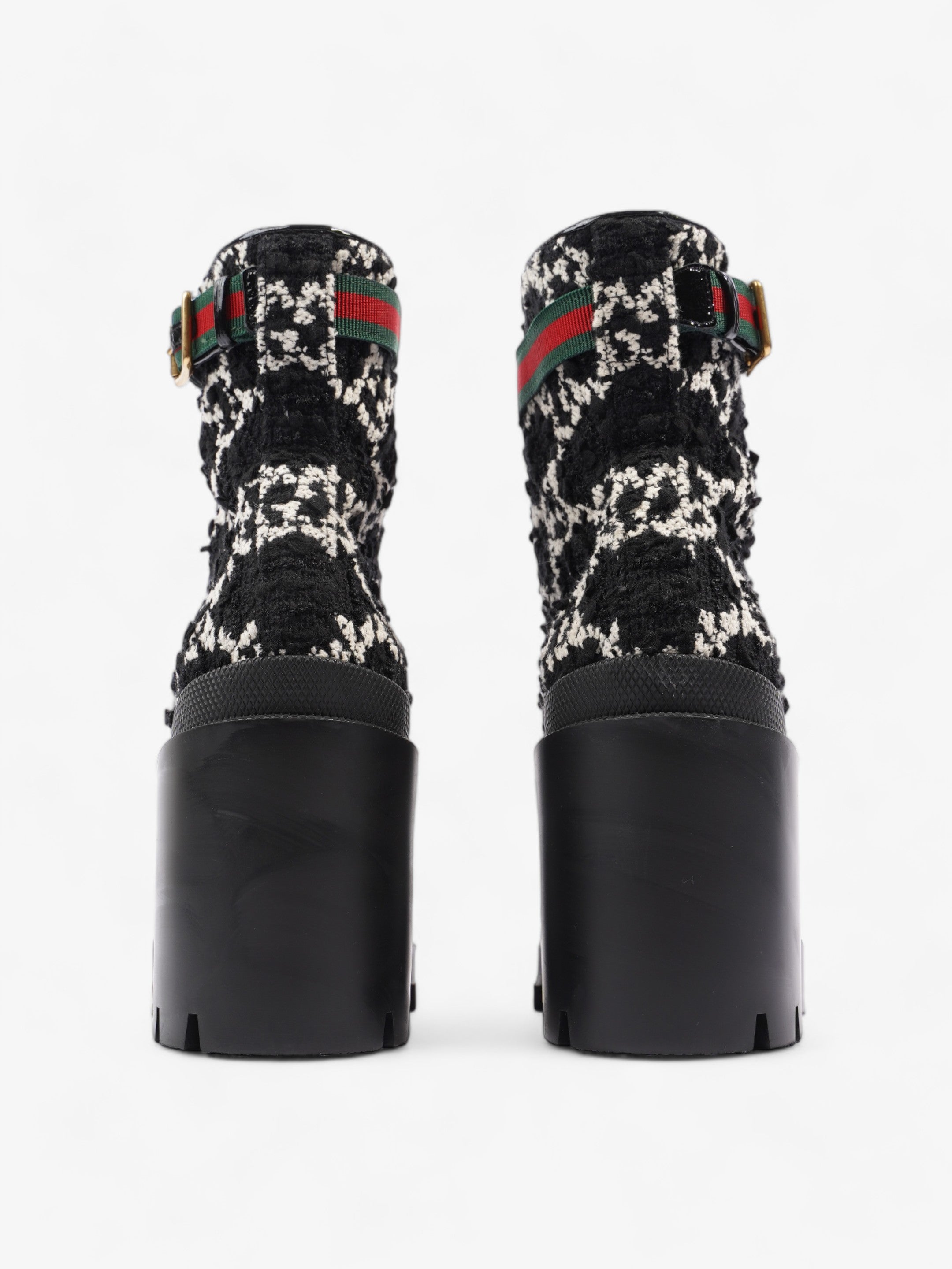 Gucci Lace Up Ankle Boots 90mm Black / White Tweed EU 41 UK 7