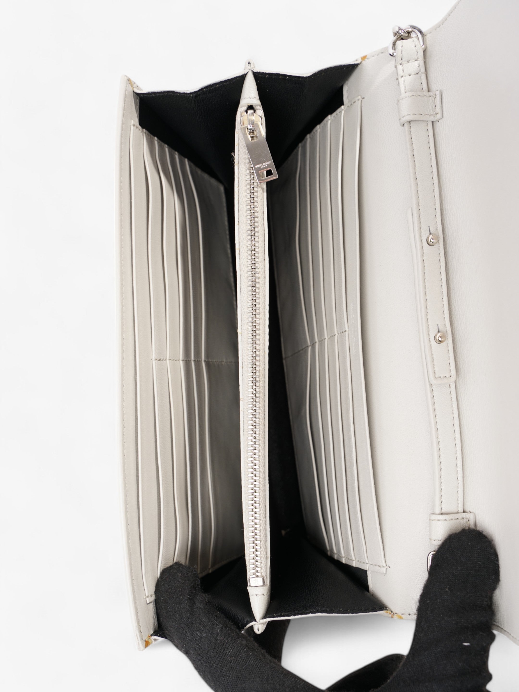 Saint Laurent Kate Chain Wallet Off White Calfskin Leather
