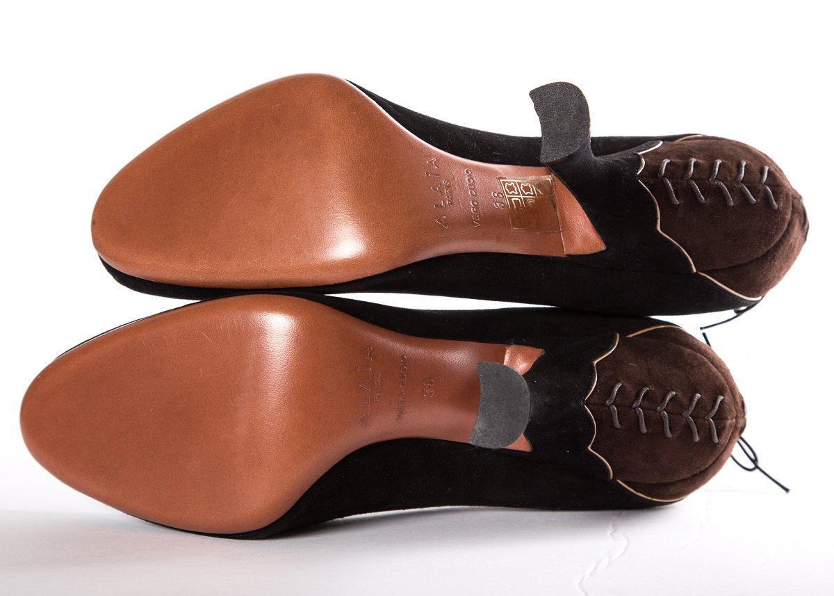 AlaÃƒÆ’Ã‚Â¯a Black & Brown Suede Heels SZ 38