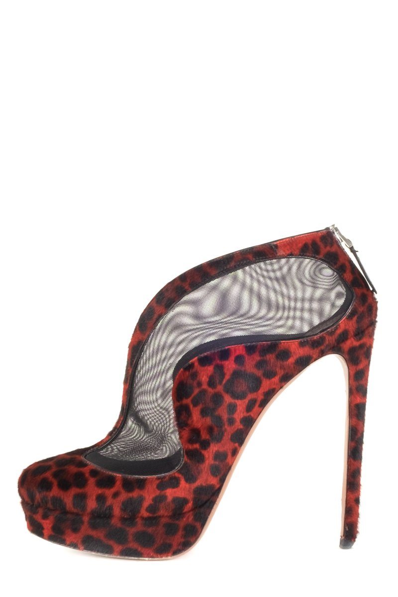 AlaÃƒÆ’Ã‚Â¯a Red Leopard Round Toe Ankle Booties 41