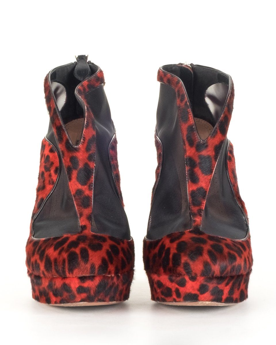 AlaÃƒÆ’Ã‚Â¯a Red Leopard Round Toe Ankle Booties 41