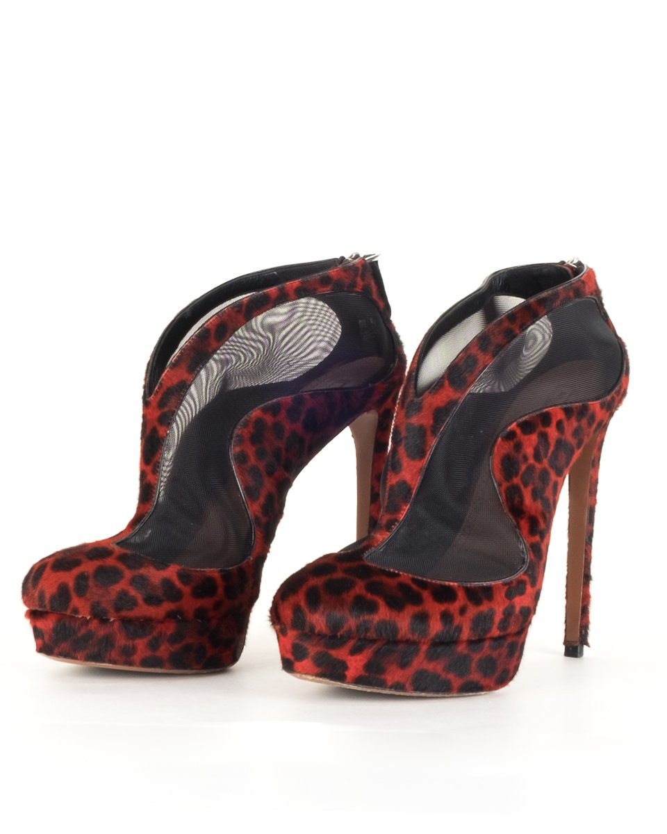 AlaÃƒÆ’Ã‚Â¯a Red Leopard Round Toe Ankle Booties 41