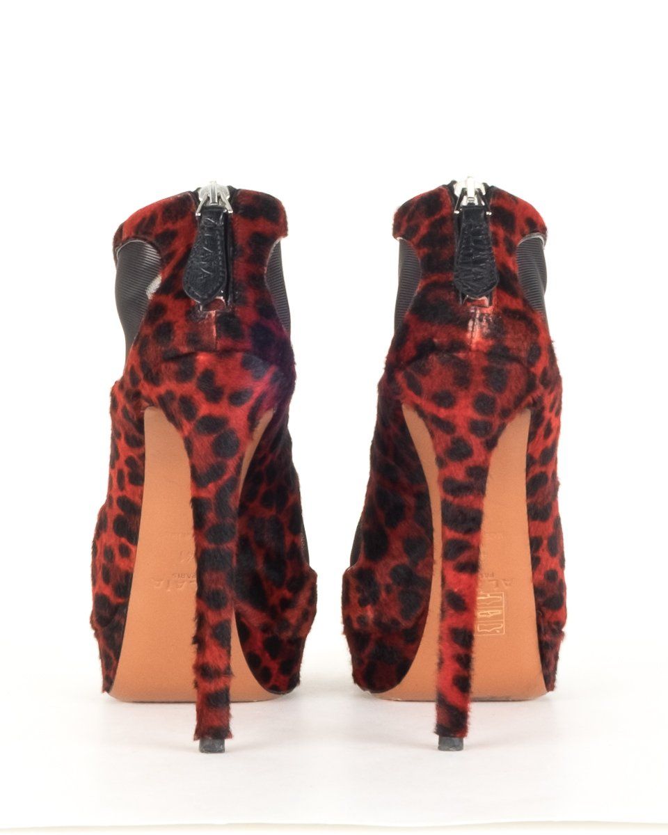 AlaÃƒÆ’Ã‚Â¯a Red Leopard Round Toe Ankle Booties 41