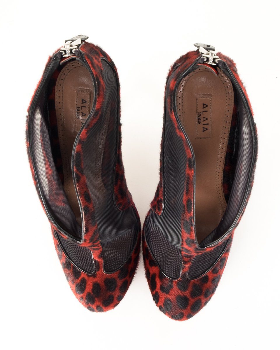 AlaÃƒÆ’Ã‚Â¯a Red Leopard Round Toe Ankle Booties 41