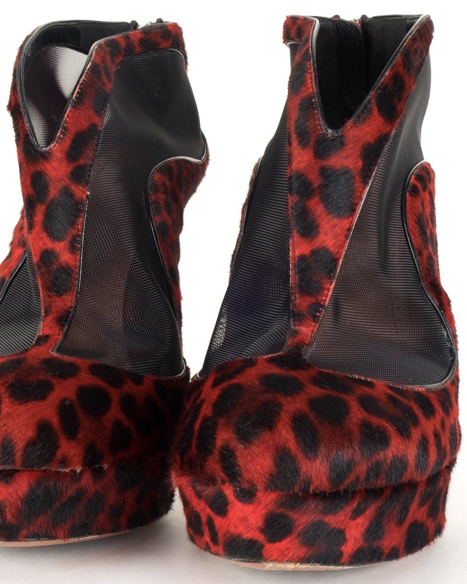 AlaÃƒÆ’Ã‚Â¯a Red Leopard Round Toe Ankle Booties 41
