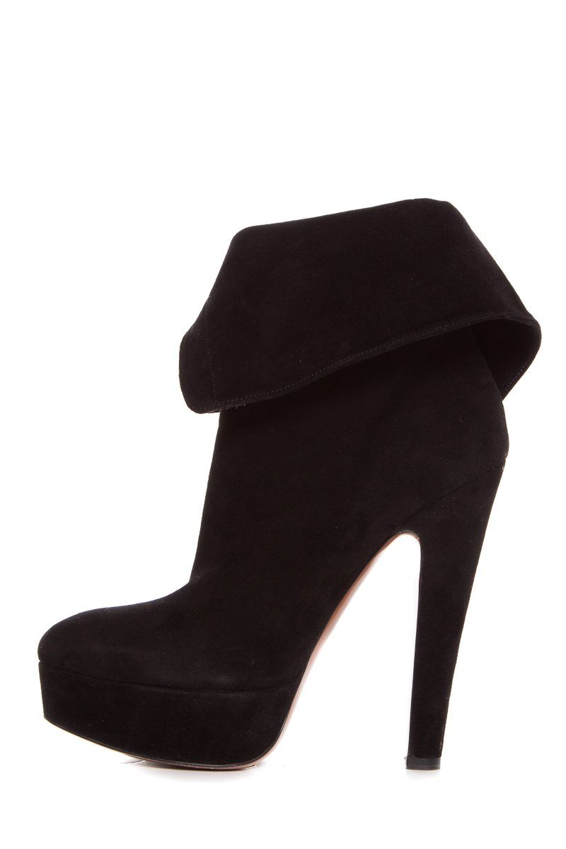 AlaÃƒÆ’Ã‚Â¯a Suede Black Booties Eyelet Lace-Up  SZ 38.5 Sale