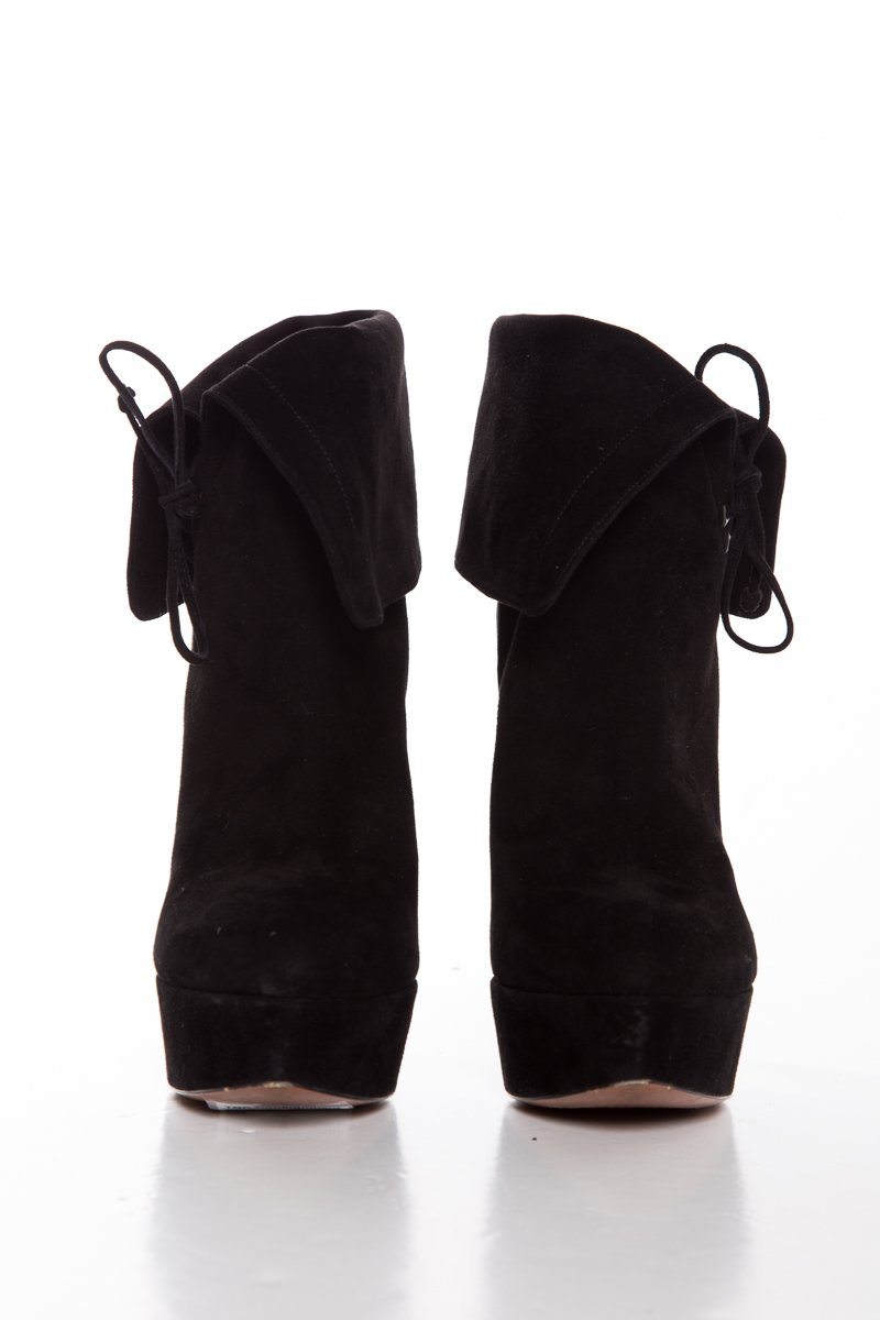 AlaÃƒÆ’Ã‚Â¯a Suede Black Booties Eyelet Lace-Up  SZ 38.5 Sale
