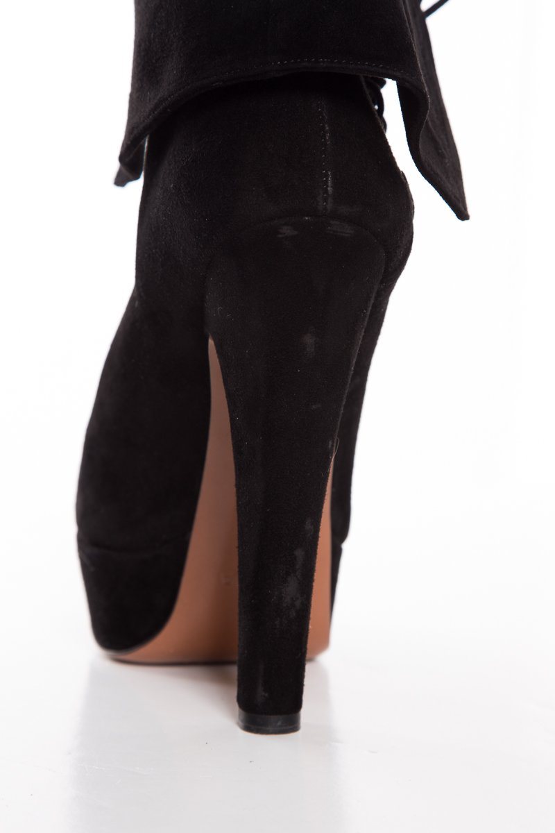 AlaÃƒÆ’Ã‚Â¯a Suede Black Booties Eyelet Lace-Up  SZ 38.5 Sale