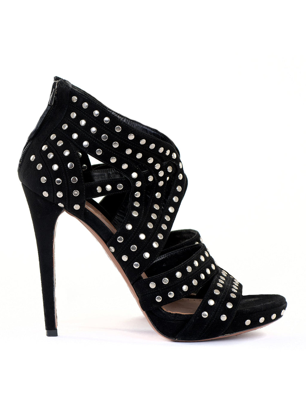 Black Suede Studded Platform Sandals