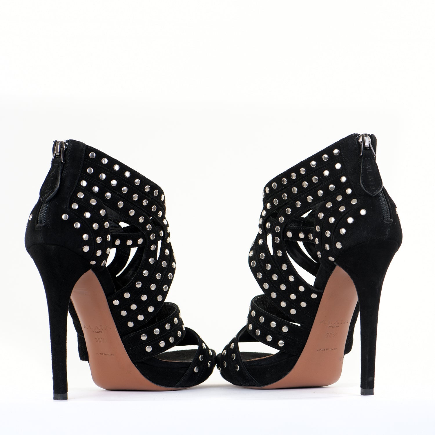 Black Suede Studded Platform Sandals